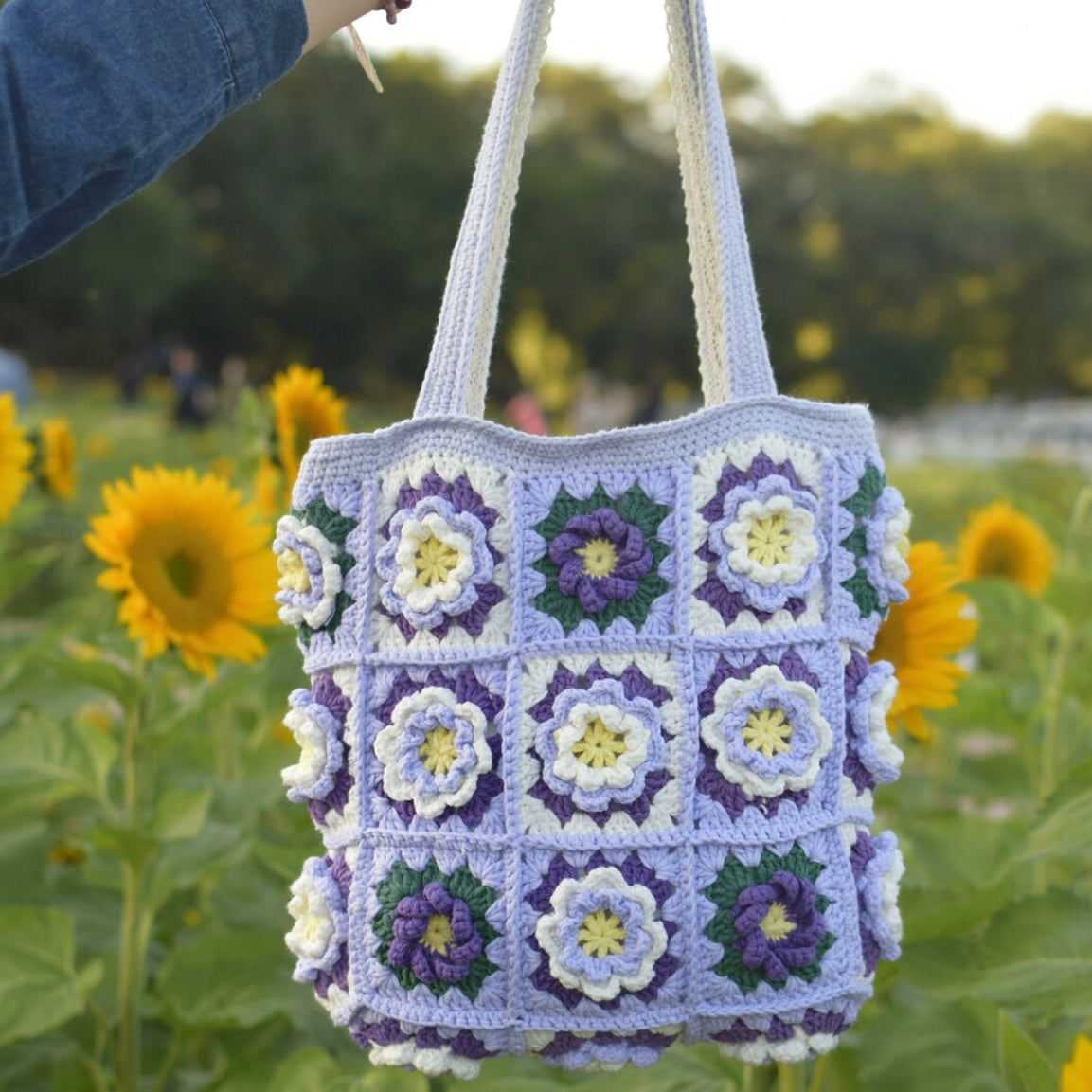 Crochet handbag blue purses on sale handmade