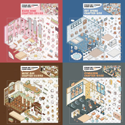 Stickers Scene, Make your Own Warm Home|Music Bar|Hot Spring|Gymnasium