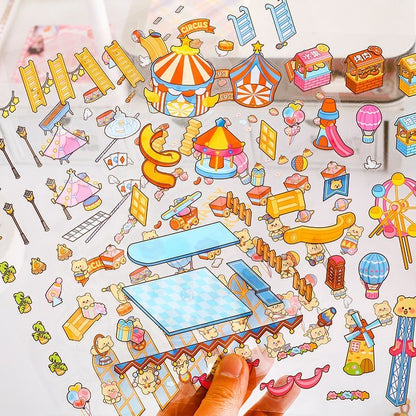 Toy Box 3D Sticker Scene, DIY Concert Party Happy Circus Amusement Park Magical House