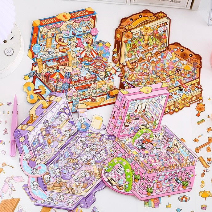 Toy Box 3D Sticker Scene, DIY Concert Party Happy Circus Amusement Park Magical House