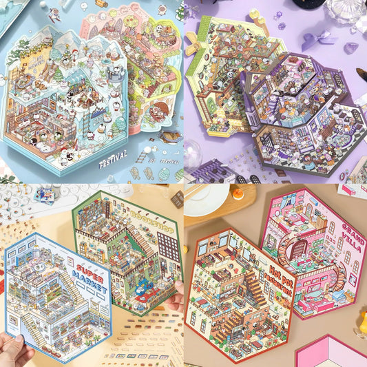 Big Size Sticker Scene! Make Your Own Ice Snow World Wonderful Garden Super Market