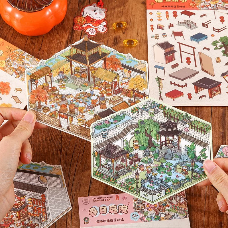 DIY Traditional Chinese Architecture 3D Miniature Scene Stickers