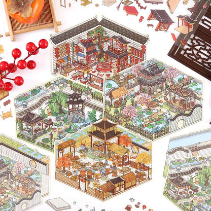 DIY Traditional Chinese Architecture 3D Miniature Scene Stickers