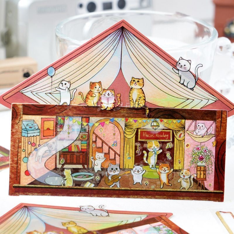 Cute Cat House DIY Miniature Scene Sticker