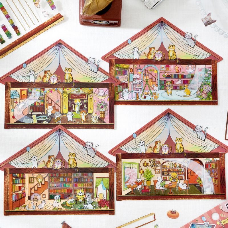 Cute Cat House DIY Miniature Scene Sticker