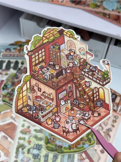 DIY 3D House Sticker Scene