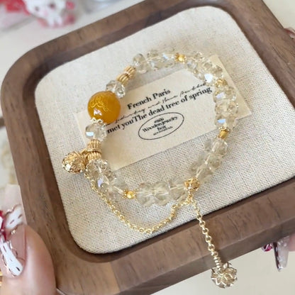 Handmade Natural Yellow Agate Bracelet-Original Design for Prosperity