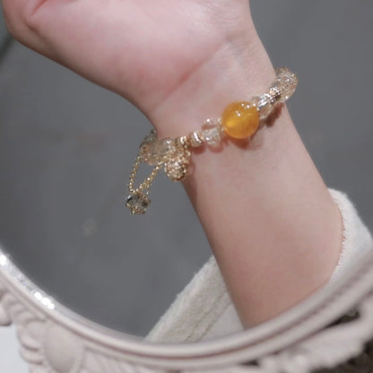 Handmade Natural Yellow Agate Bracelet-Original Design for Prosperity