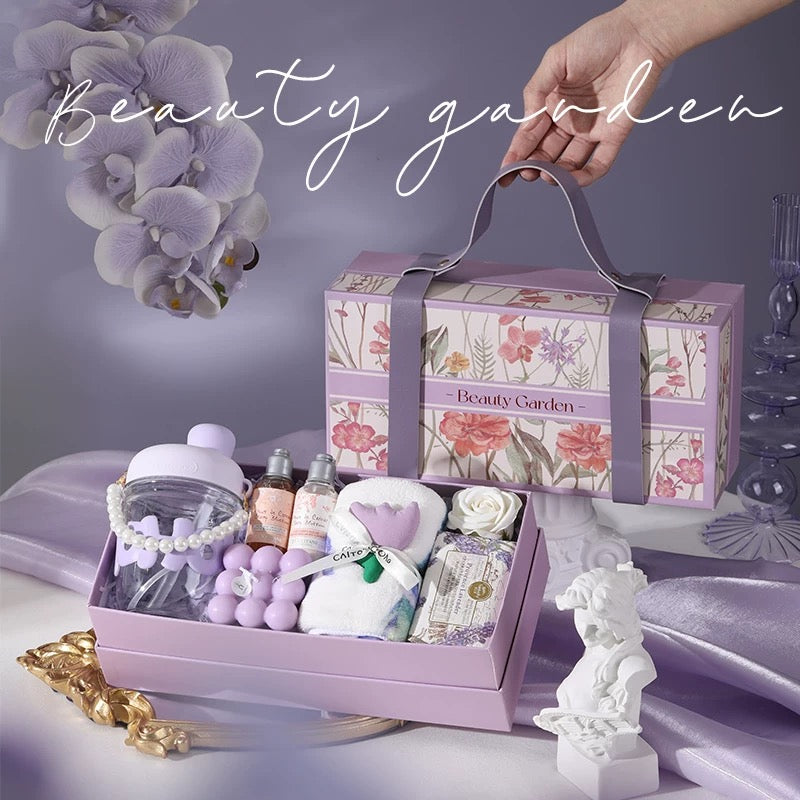 Beauty Garden Self Care Gift Box - Elegant Surprise in Pink and Purple