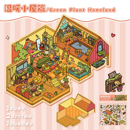 Big Size 3D Sticker Scene, DIY Seafood Restaurant|Milk Tea Shop|Doll Party|Fruit Shop