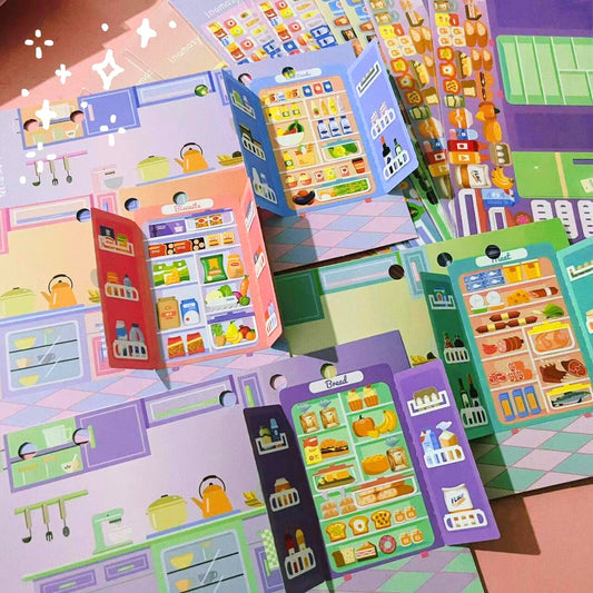 Stickers Play Set, Organize your Own Refrigerator|Snack Vending Machine|Dream House|Closet